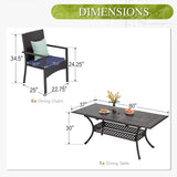 MAISON ARTS 7 Pieces Patio Dining Set Outdoor Rattan Wicker Dining Furniture Set with Umbrella Hole