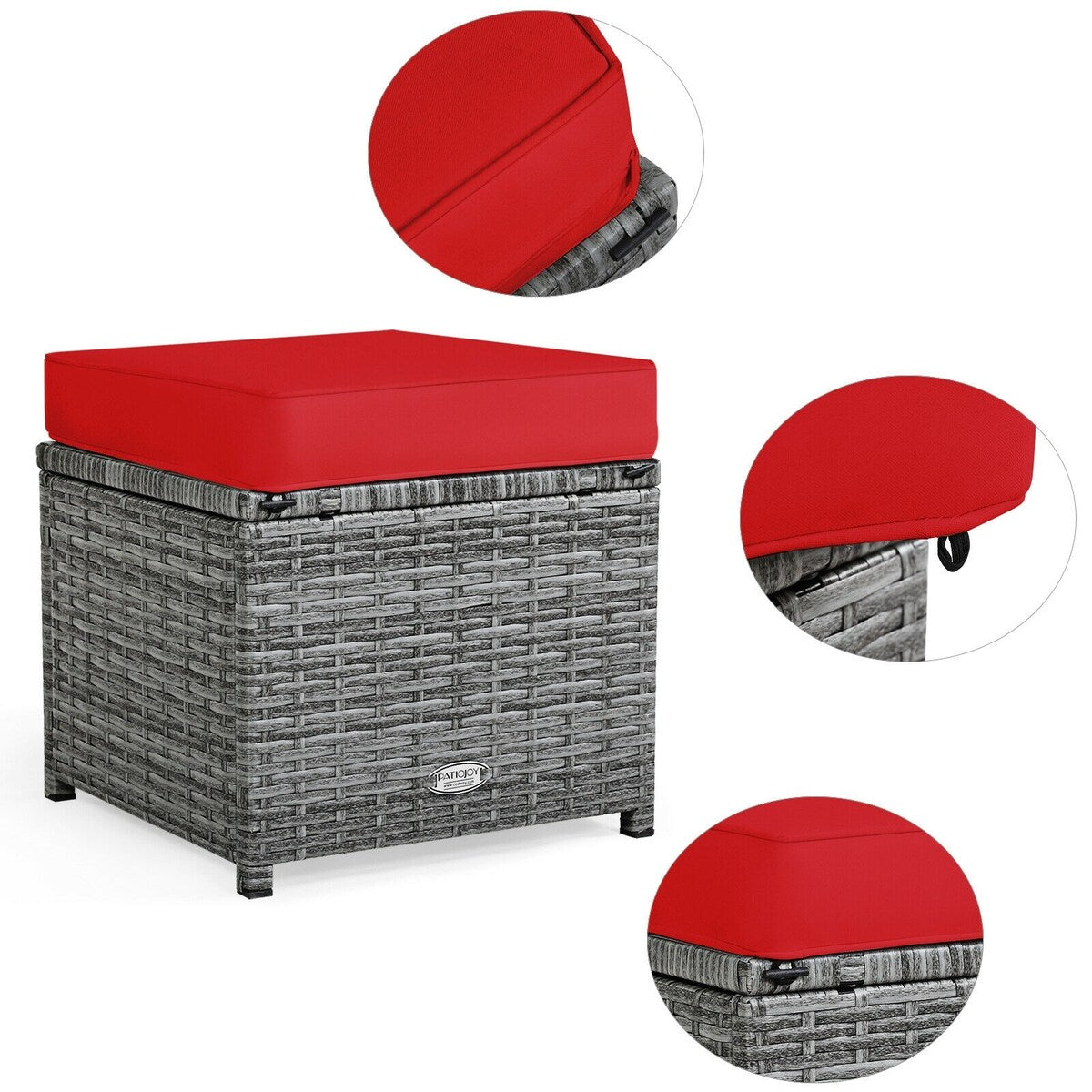 7 Pieces Patio Rattan Dining Furniture Sectional Sofa Set with Wicker Ottoman - Table: 52" x 30" x 26"