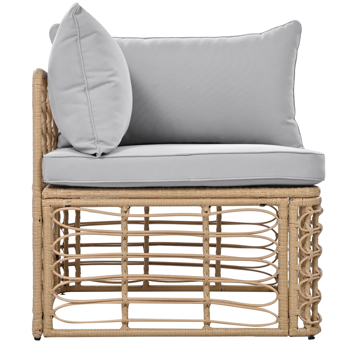 7 Pieces Rattan Outdoor Patio Furniture Sectional Sofa Set with Cushions, Freely Combined Conversation Sets with Pillows, Gray