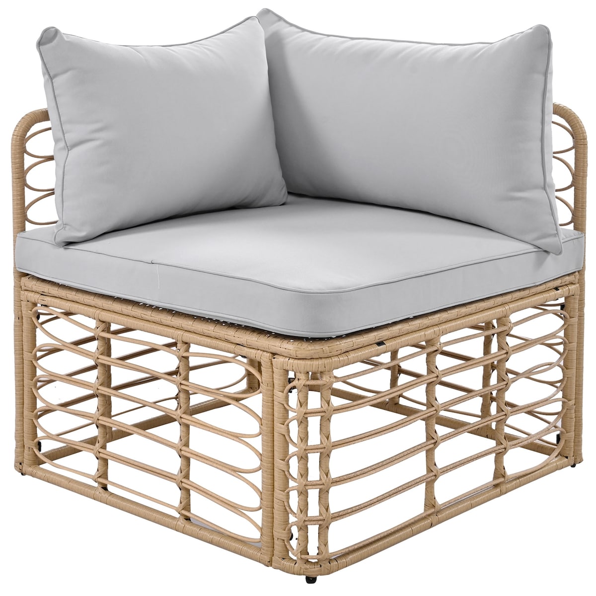 7 Pieces Rattan Outdoor Patio Furniture Sectional Sofa Set with Cushions, Freely Combined Conversation Sets with Pillows, Gray
