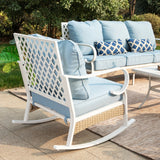 MAISON ARTS 7-Seat Patio Conversation Set, 2/4 x Cushioned Metal Chair, 1 x 2-Seat Sofa,1 x 3-Seat Sofa with Coffee Table
