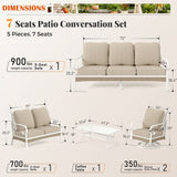MAISON ARTS 7-Seat Patio Conversation Set, 2/4 x Cushioned Metal Chair, 1 x 2-Seat Sofa,1 x 3-Seat Sofa with Coffee Table