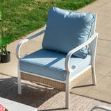 MAISON ARTS 7-Seat Patio Conversation Set, 2/4 x Cushioned Metal Chair, 1 x 2-Seat Sofa,1 x 3-Seat Sofa with Coffee Table