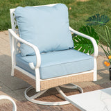 MAISON ARTS 7-Seat Patio Conversation Set, 2/4 x Cushioned Metal Chair, 1 x 2-Seat Sofa,1 x 3-Seat Sofa with Coffee Table