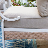 MAISON ARTS 7-Seat Patio Conversation Set, 2/4 x Cushioned Metal Chair, 1 x 2-Seat Sofa,1 x 3-Seat Sofa with Coffee Table