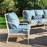 MAISON ARTS 7-Seat Patio Conversation Set, 2/4 x Cushioned Metal Chair, 1 x 2-Seat Sofa,1 x 3-Seat Sofa with Coffee Table