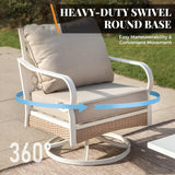 MAISON ARTS 7-Seat Patio Conversation Set, 2/4 x Cushioned Metal Chair, 1 x 2-Seat Sofa,1 x 3-Seat Sofa with Coffee Table