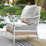 MAISON ARTS 7-Seat Patio Conversation Set, 2/4 x Cushioned Metal Chair, 1 x 2-Seat Sofa,1 x 3-Seat Sofa with Coffee Table