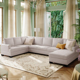 7 Seats Modern Large Upholstered U-Shape Sectional Sofa, Extra Wide Chaise Lounge Couch, with High-Density Sponge Cushion