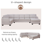 7 Seats Modern Large Upholstered U-Shape Sectional Sofa, Extra Wide Chaise Lounge Couch, with High-Density Sponge Cushion