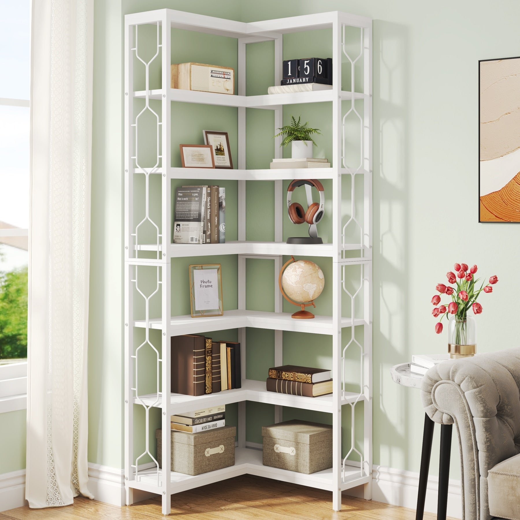 White corner bookshelf for nursery top