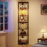 7-Tier Corner Shelf, 78.7” Extra Tall Corner Bookcase