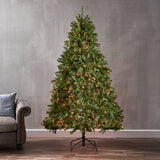 7-foot Fraser Fir Pre-Lit String Light or Unlit Hinged Artificial Christmas Tree by Christopher Knight Home