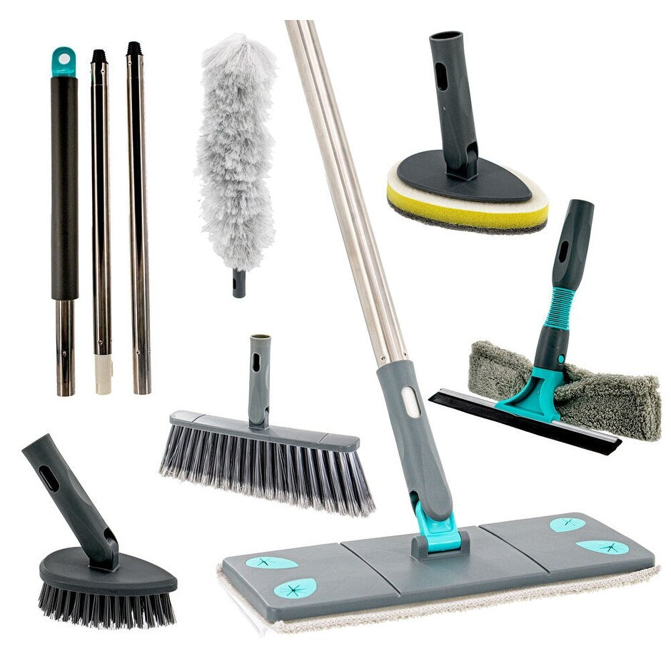 7 in 1 Microfiber Floor Mop Broom Duster Squeegee & Dryer Scrubber Sponge