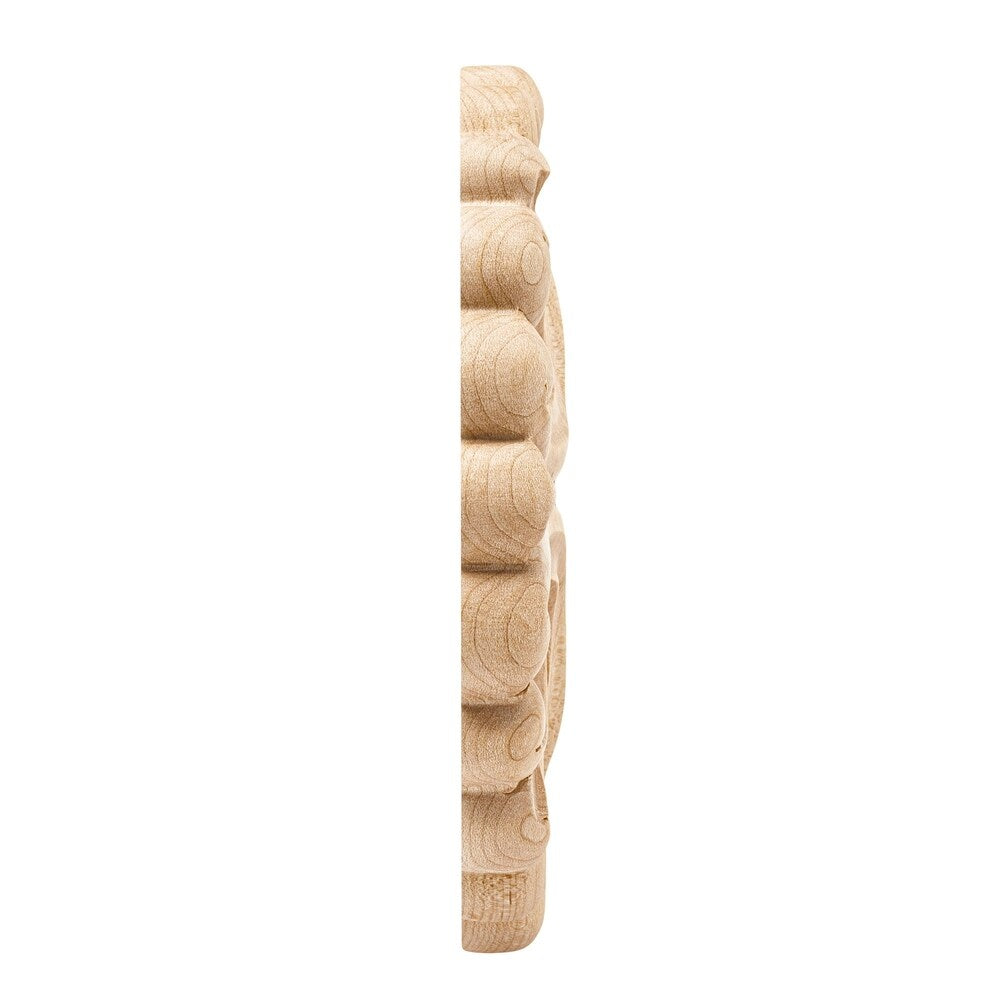7 in. x 7/8 in. Unfinished X-Large Hand Carved North American Solid Hard Maple Decorative Rosette Applique