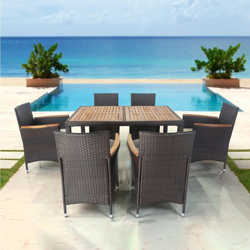 7 piece Outdoor Patio Wicker Dining Set Patio Wicker Furniture Dining Set