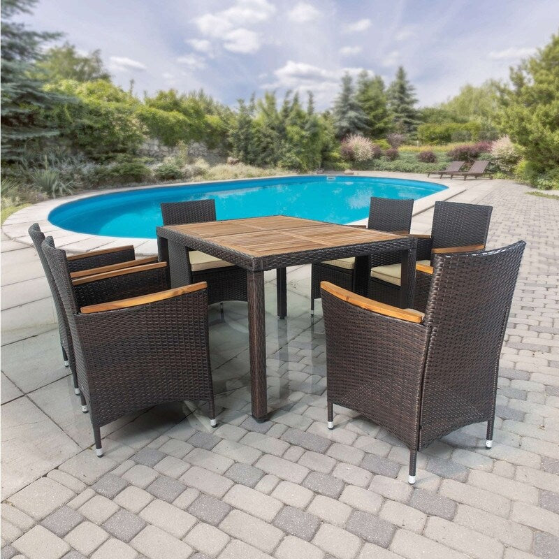 7 piece Outdoor Patio Wicker Dining Set Patio Wicker Furniture Dining Set