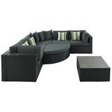 7-piece Outdoor Rattan Wicker Conversation Sofa Set With Colorful Pillows