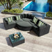 7-piece Outdoor Rattan Wicker Conversation Sofa Set With Colorful Pillows