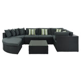 7-piece Outdoor Rattan Wicker Conversation Sofa Set With Colorful Pillows