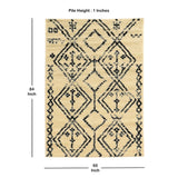 7 x 5 Feet Aztac Pattern Polypropylene Power Loomed Rug, Beige and Black - 5'3 x 7'7