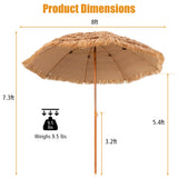 7.2/8 FT Patio Thatched Tiki Umbrella W/Tilt Hawaiian Hula Beach
