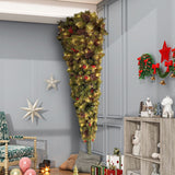 7.5/6ft Upside Down Hanging Quarter Tree, Christmas tree hanging from the ceiling, Xmas Tree with 300 LED Warm White Lights