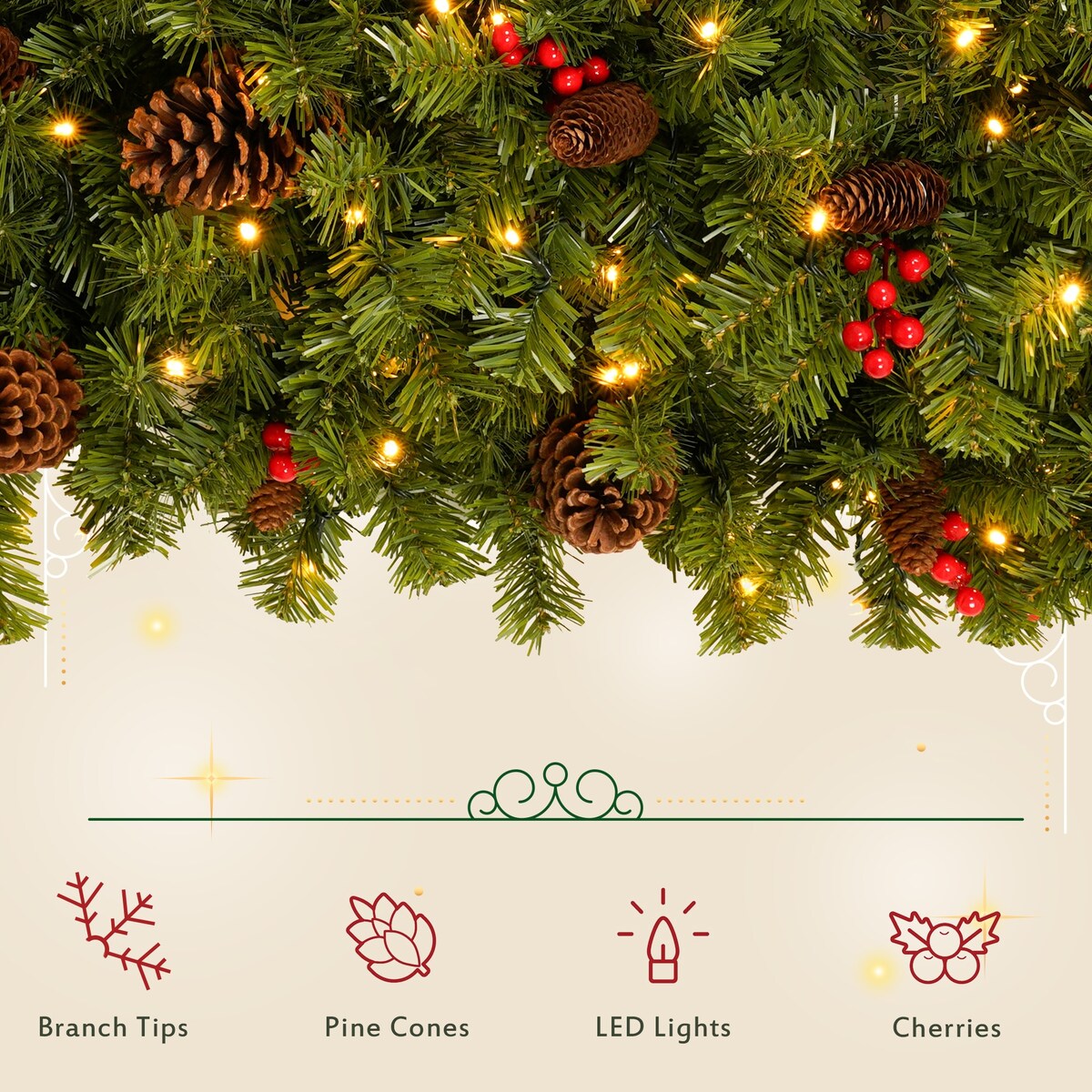 7.5/6ft Upside Down Hanging Quarter Tree, Christmas tree hanging from the ceiling, Xmas Tree with 300 LED Warm White Lights