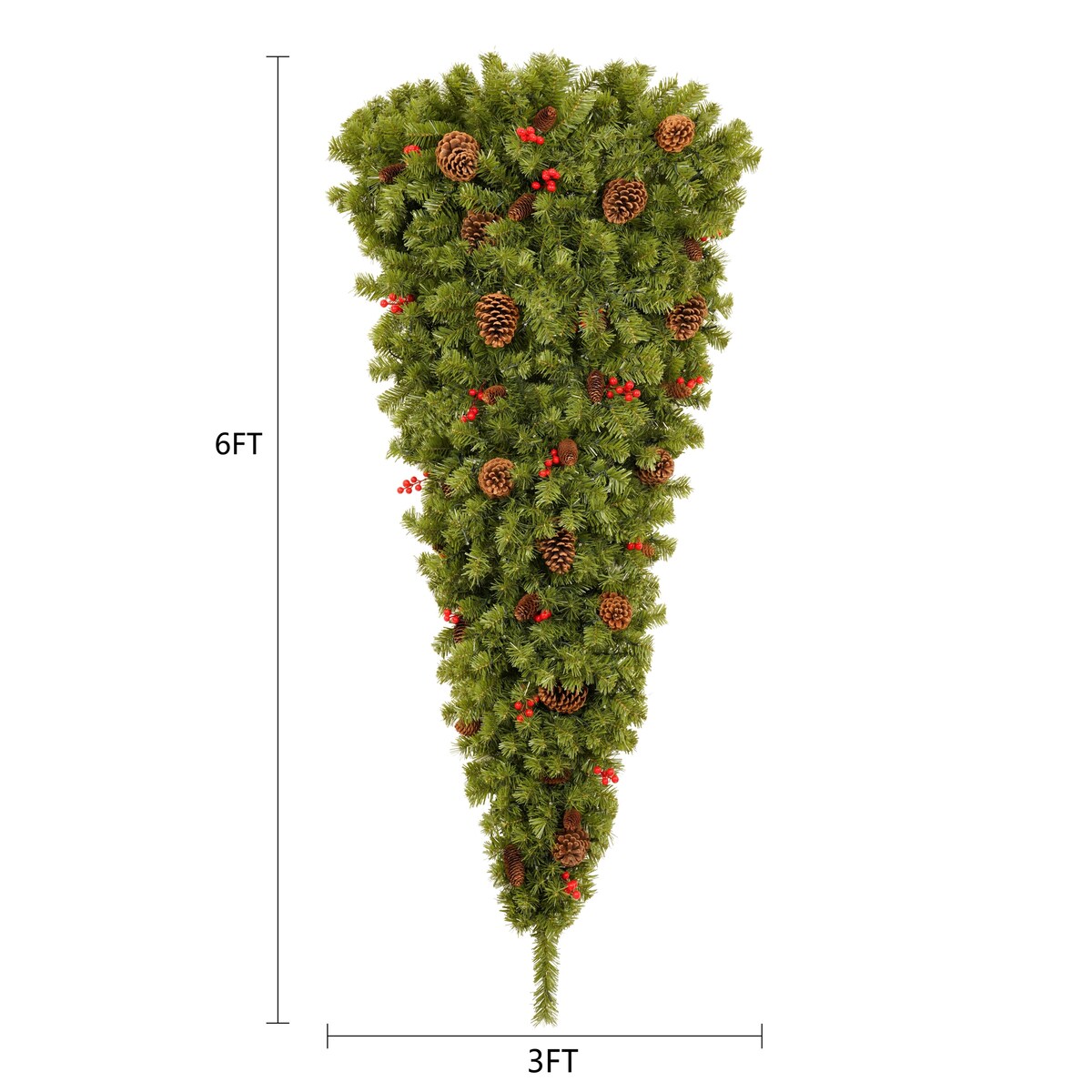 7.5/6ft Upside Down Hanging Quarter Tree, Christmas tree hanging from the ceiling, Xmas Tree with 300 LED Warm White Lights