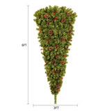 7.5/6ft Upside Down Hanging Quarter Tree, Christmas tree hanging from the ceiling, Xmas Tree with 300 LED Warm White Lights