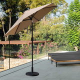 7.5 ft Round Patio Umbrella, Market Umbrella with Tilt and Crank lift (Tan Color)