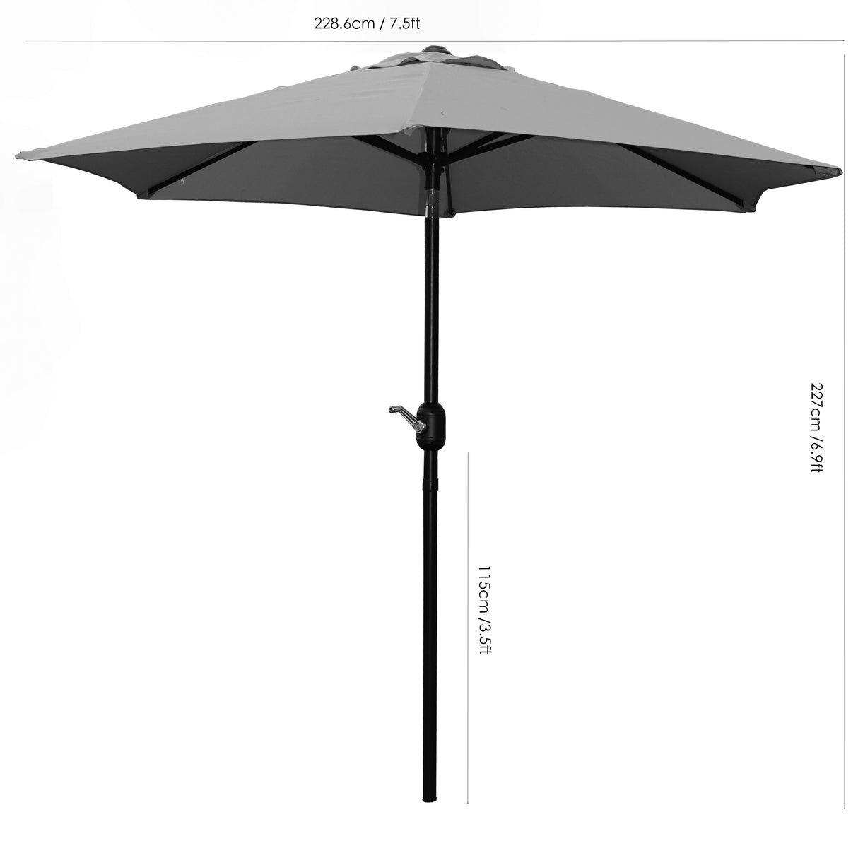 7.5 ft Round Patio Umbrella, Market Umbrella with Tilt and Crank lift (Tan Color)