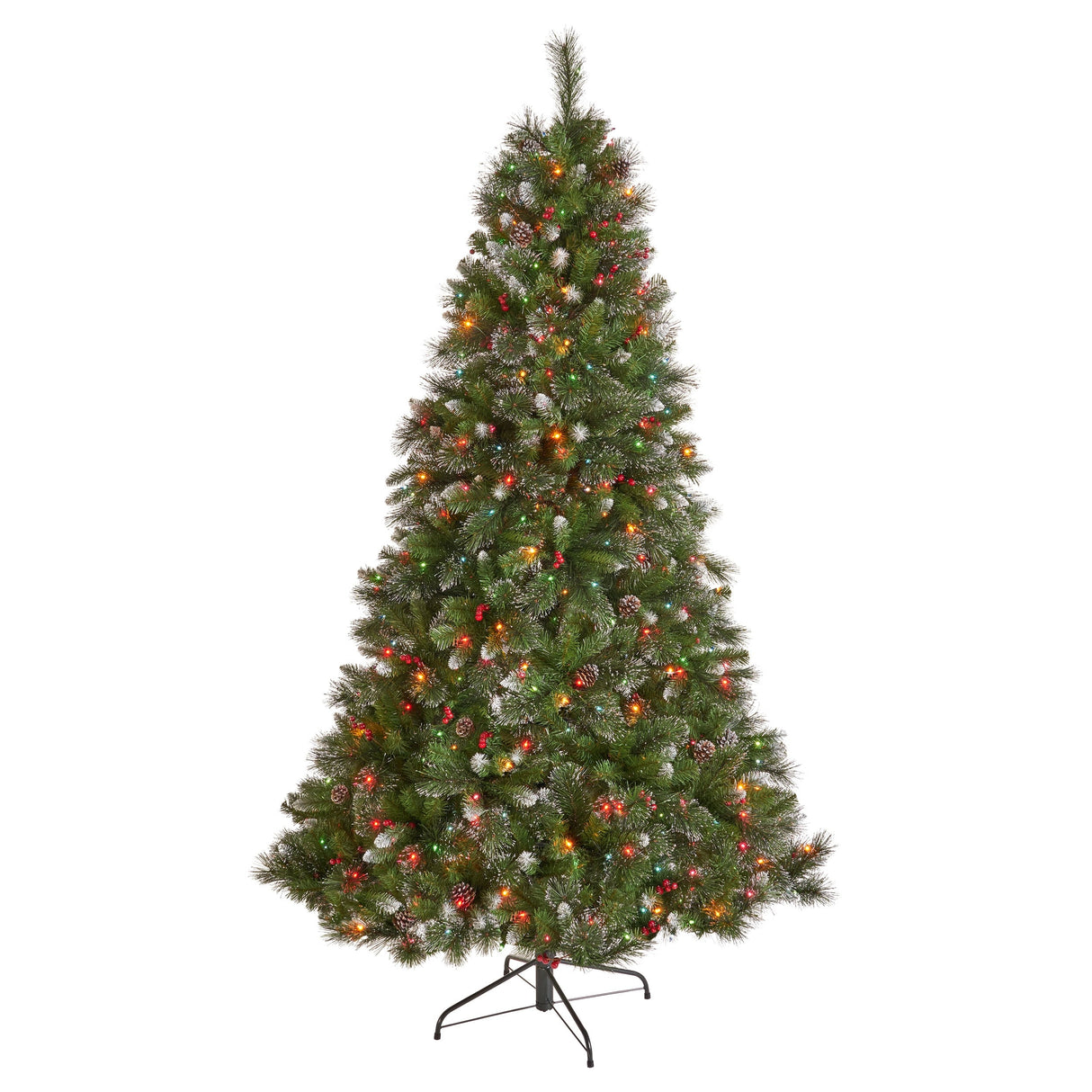 7.5-ft Spruce Pre-Lit or Unlit Artificial Christmas Tree with Glitter Branches Red Berries Pinecones by Christopher Knight Home