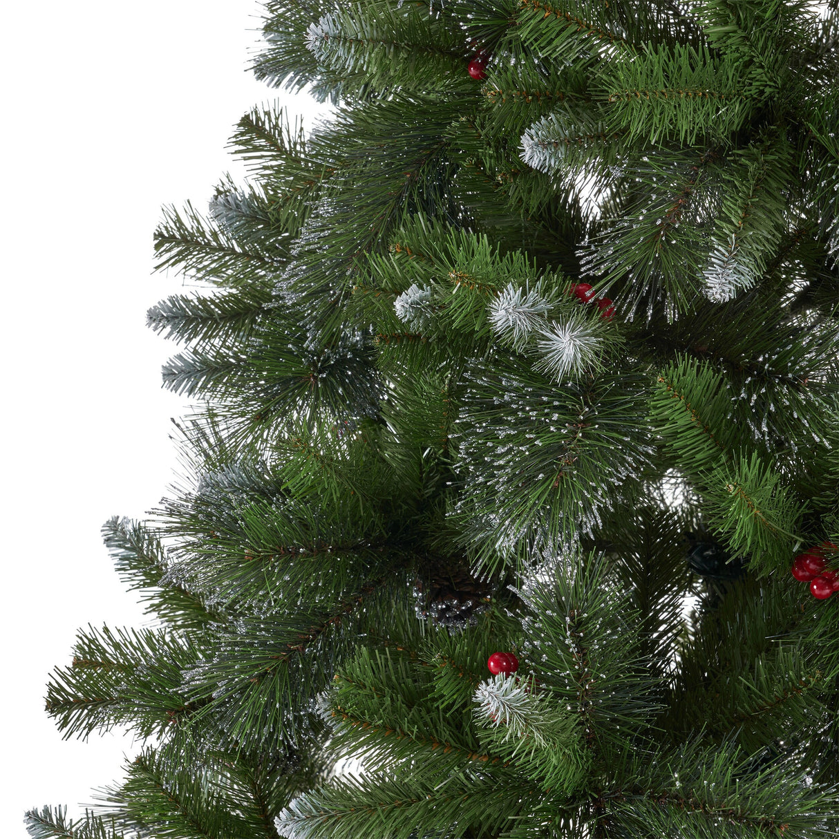 7.5-ft Spruce Pre-Lit or Unlit Artificial Christmas Tree with Glitter Branches Red Berries Pinecones by Christopher Knight Home
