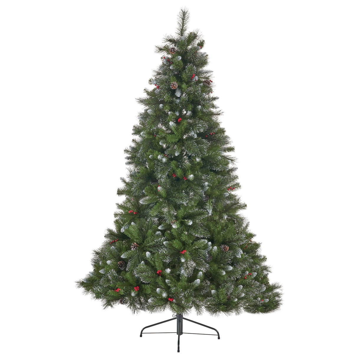 7.5-ft Spruce Pre-Lit or Unlit Artificial Christmas Tree with Glitter Branches Red Berries Pinecones by Christopher Knight Home