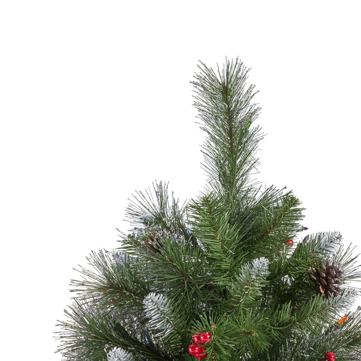 7.5-ft Spruce Pre-Lit or Unlit Artificial Christmas Tree with Glitter Branches Red Berries Pinecones by Christopher Knight Home
