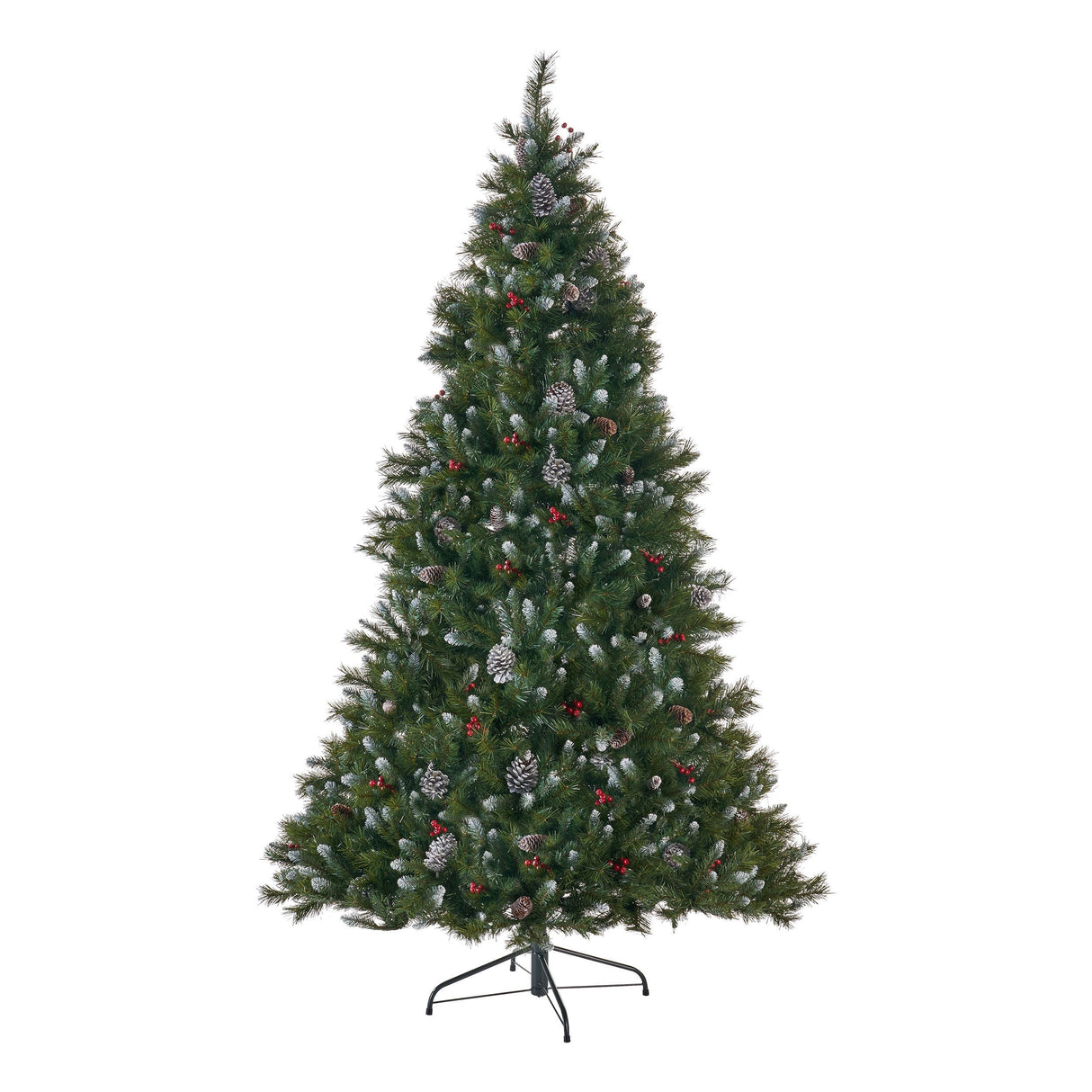 7.5-ft Spruce Pre-Lit or Unlit Artificial Christmas Tree with Frosted Branches Red Berries Pinecones by Christopher Knight Home