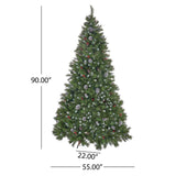 7.5-ft Spruce Pre-Lit or Unlit Artificial Christmas Tree with Frosted Branches Red Berries Pinecones by Christopher Knight Home