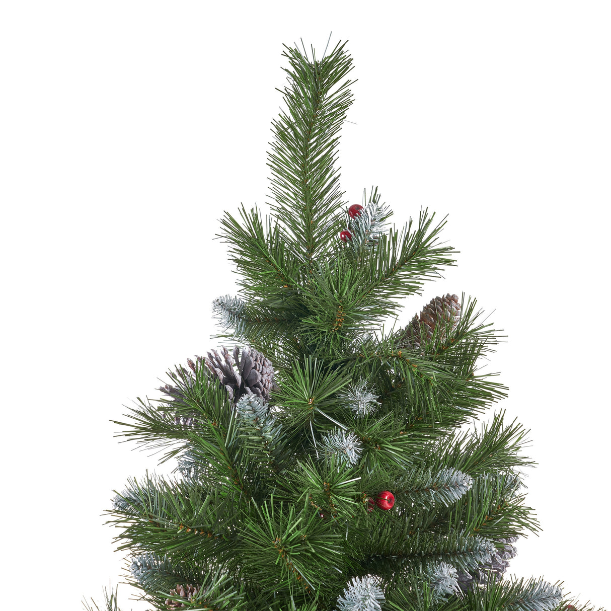 7.5-ft Spruce Pre-Lit or Unlit Artificial Christmas Tree with Frosted Branches Red Berries Pinecones by Christopher Knight Home
