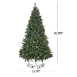 7.5-ft Spruce Pre-Lit or Unlit Artificial Christmas Tree with Frosted Branches Red Berries Pinecones by Christopher Knight Home