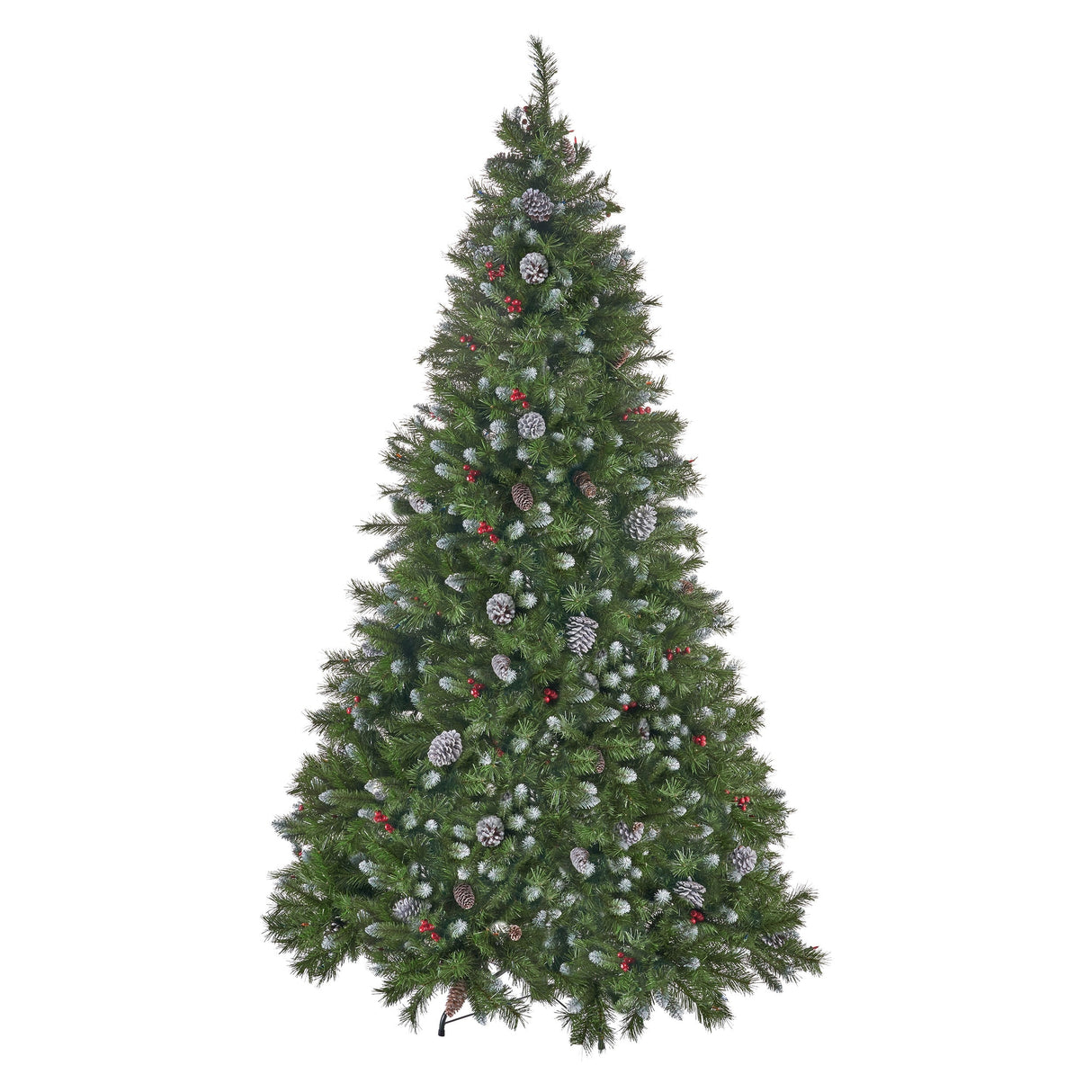 7.5-ft Spruce Pre-Lit or Unlit Artificial Christmas Tree with Frosted Branches Red Berries Pinecones by Christopher Knight Home