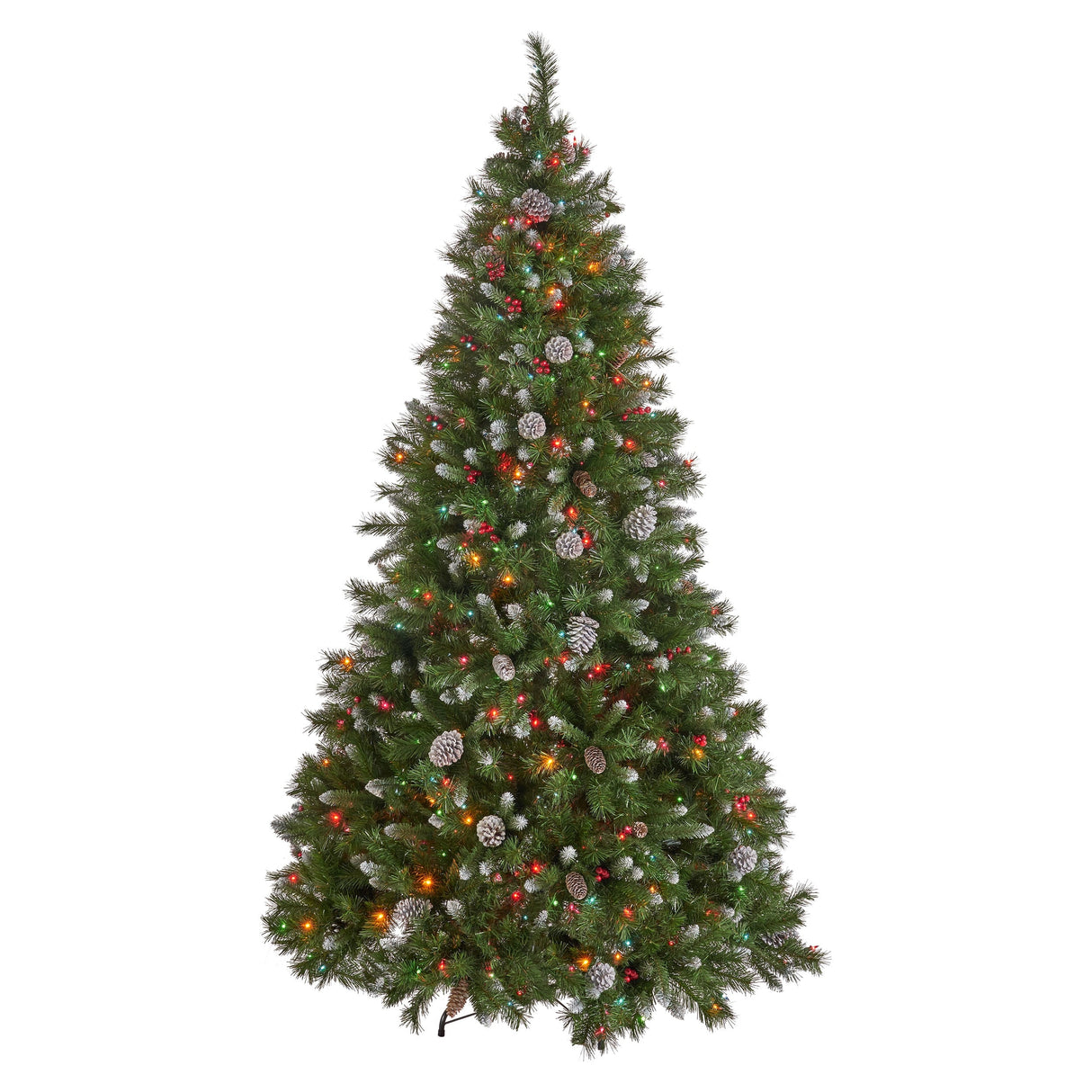 7.5-ft Spruce Pre-Lit or Unlit Artificial Christmas Tree with Frosted Branches Red Berries Pinecones by Christopher Knight Home