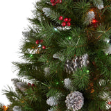 7.5-ft Spruce Pre-Lit or Unlit Artificial Christmas Tree with Frosted Branches Red Berries Pinecones by Christopher Knight Home