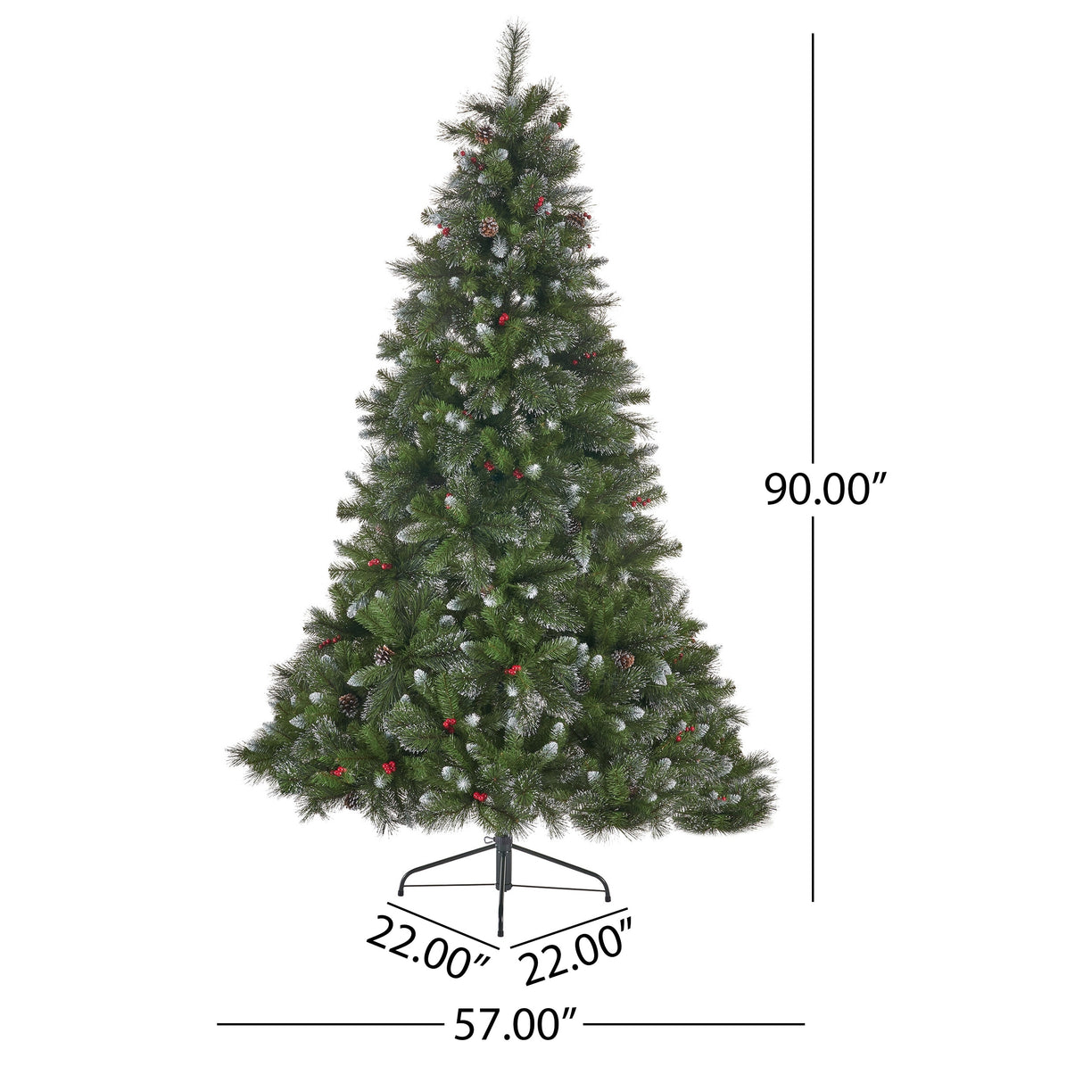 7.5-ft Spruce Pre-Lit or Unlit Artificial Christmas Tree with Glitter Branches Red Berries Pinecones by Christopher Knight Home