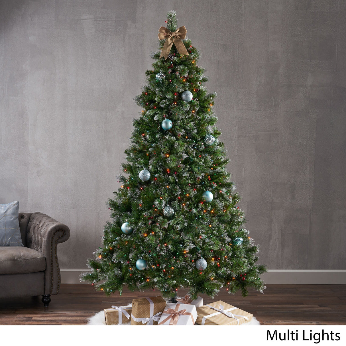 7.5-ft Spruce Pre-Lit or Unlit Artificial Christmas Tree with Glitter Branches Red Berries Pinecones by Christopher Knight Home