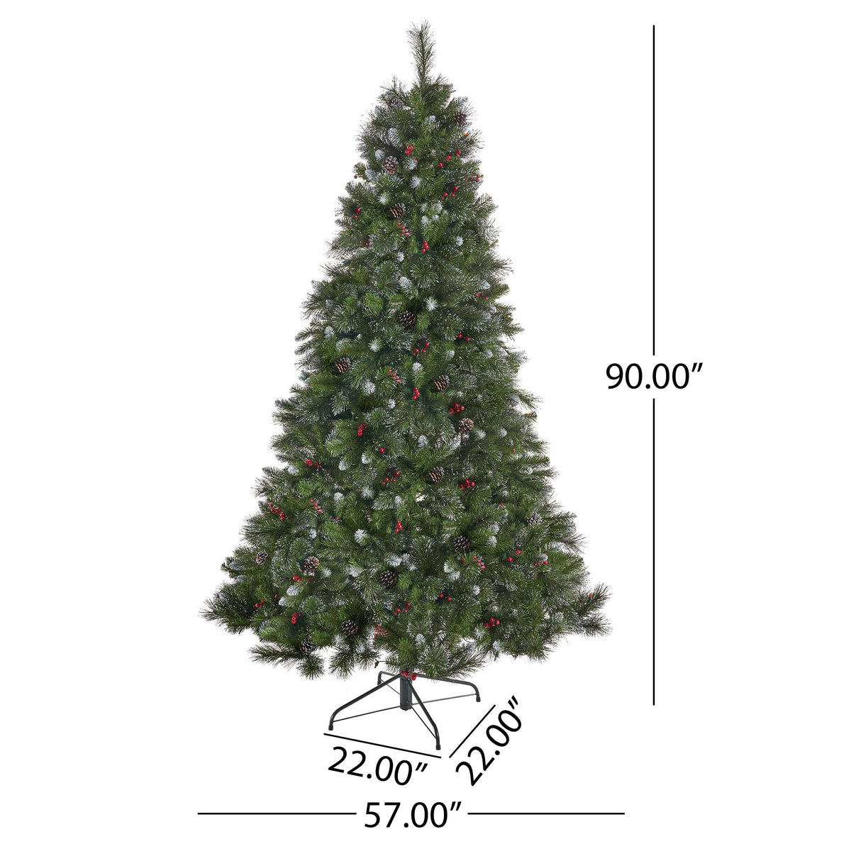 7.5-ft Spruce Pre-Lit or Unlit Artificial Christmas Tree with Glitter Branches Red Berries Pinecones by Christopher Knight Home