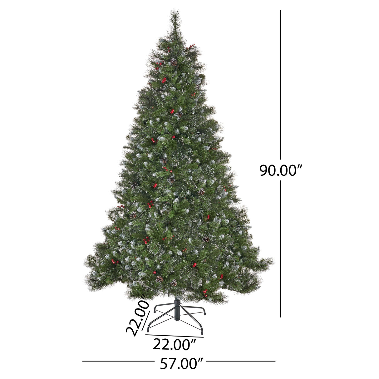 7.5-ft Spruce Pre-Lit or Unlit Artificial Christmas Tree with Glitter Branches Red Berries Pinecones by Christopher Knight Home