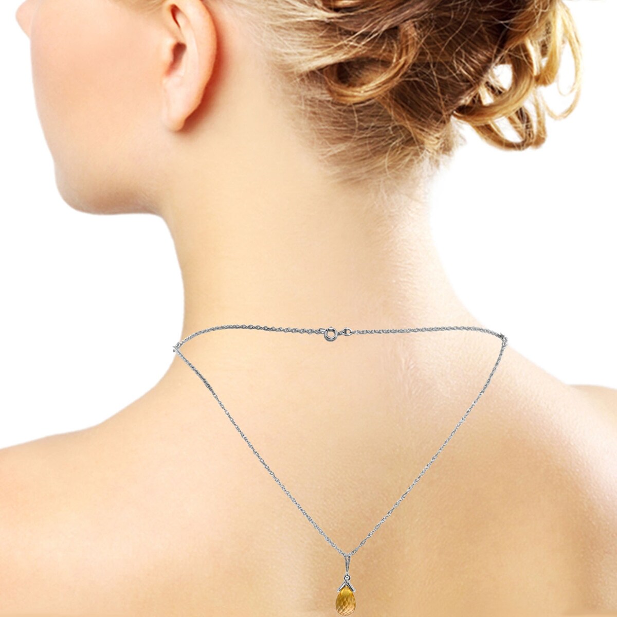 7.50 Carat 14K Solid Gold Front & Back Drop Necklace Natural Citrines