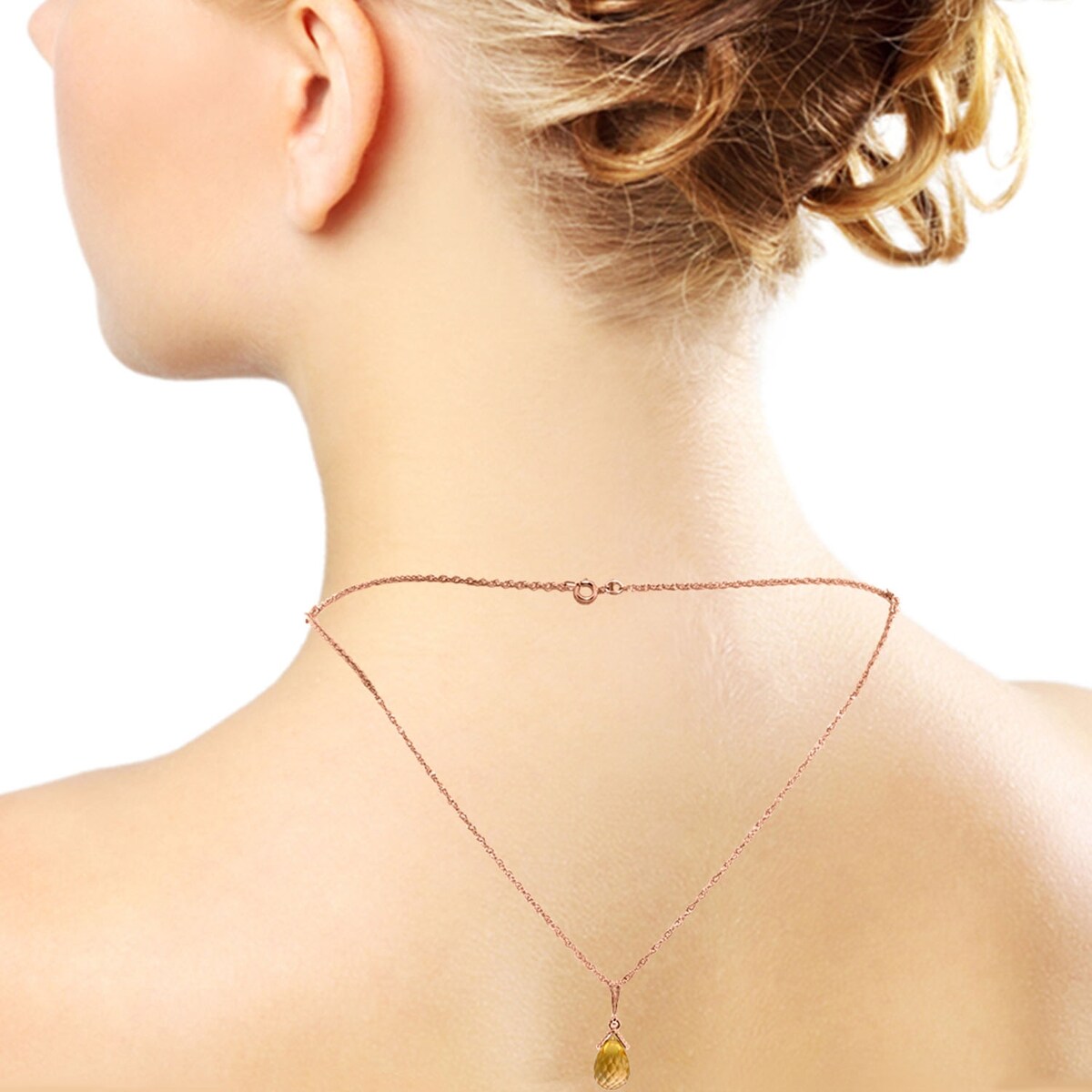 7.50 Carat 14K Solid Gold Front & Back Drop Necklace Natural Citrines