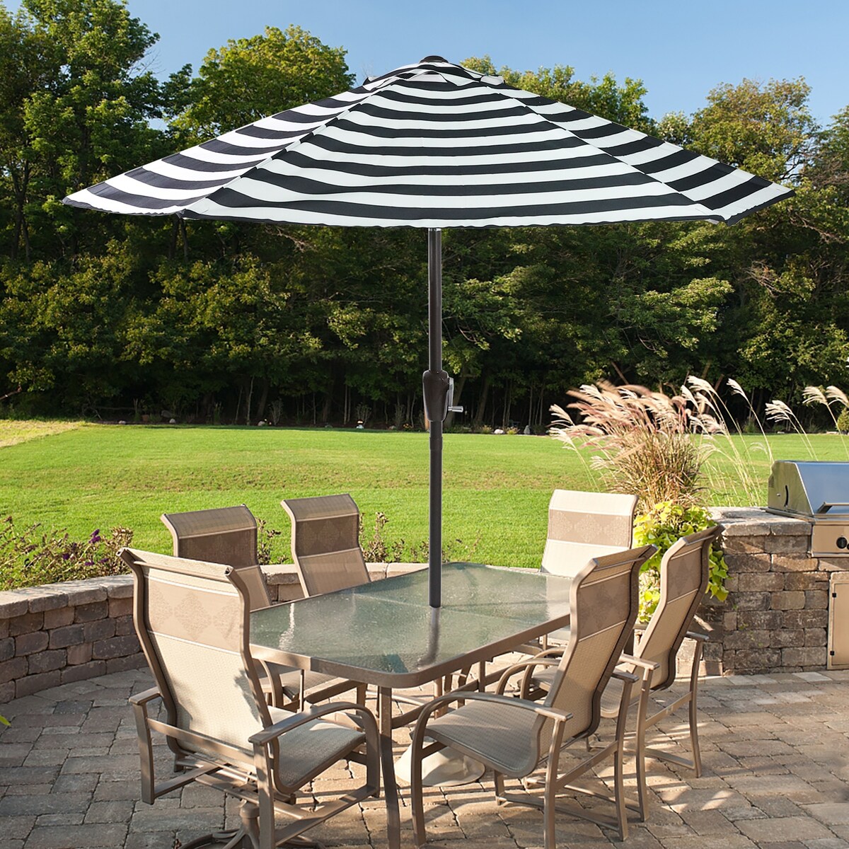 7.5" Patio Umbrella Outdoor Table Market Umbrella with Push Button Tilt and Crank